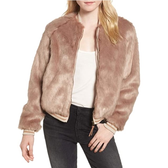 MOTHER Jackets & Blazers - NEW! MOTHER Letterman Pink Faux Fur Jacket